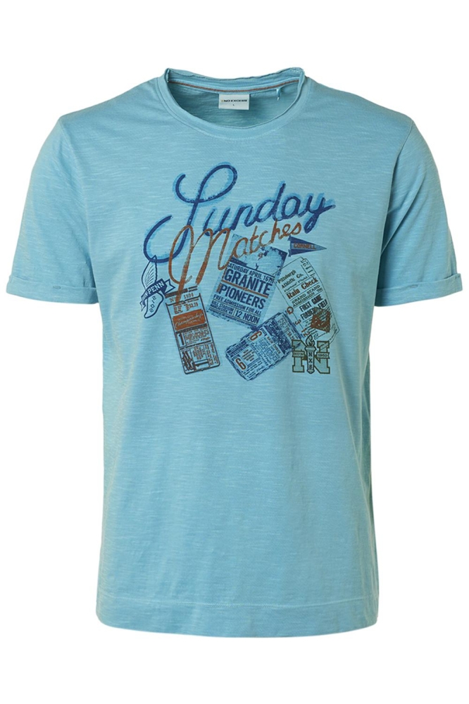 T SHIRT CREWNECK PRINT GARMENT DYED 19350373 128 LIGHT AQUA