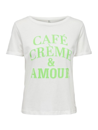 Only T-shirt ONLREBECCA S/S AMOUR TOP BOX NL JRS 15303949 CLOUD DANCER/CAFE