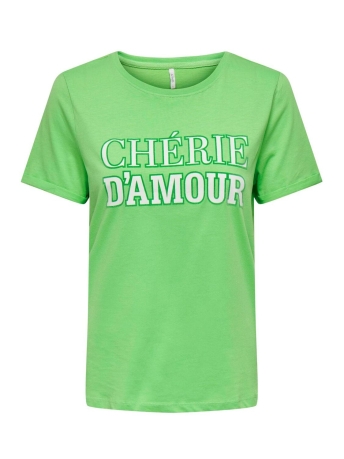 Only T-shirt ONLREBECCA S/S AMOUR TOP BOX NL JRS 15303949 SUMMER GREEN/CHERIE