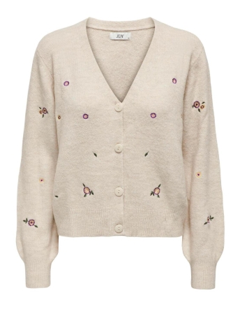 Jacqueline de Yong Vest JDYNATJA L/S V-NECK SHORT EMB CARDI KNT 15303859 OATMEAL/MELANGE W