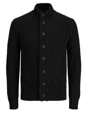 Jack & Jones Vest JCOGRID CABLE KNIT CARDIGAN 12242947 Black