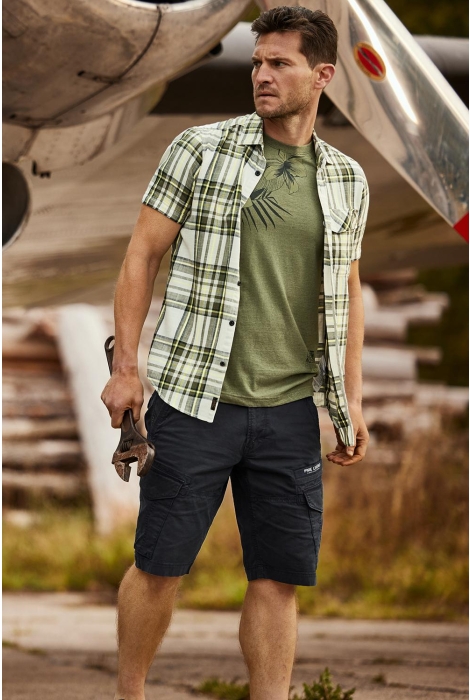 PME legend short sleeve shirt slub check ruby