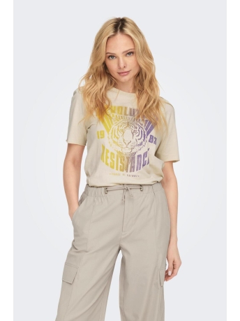 Only T-shirt ONLLUCY S/S PUFF STAY TOP BOX JRS 15295378 Sandshell/Revolution