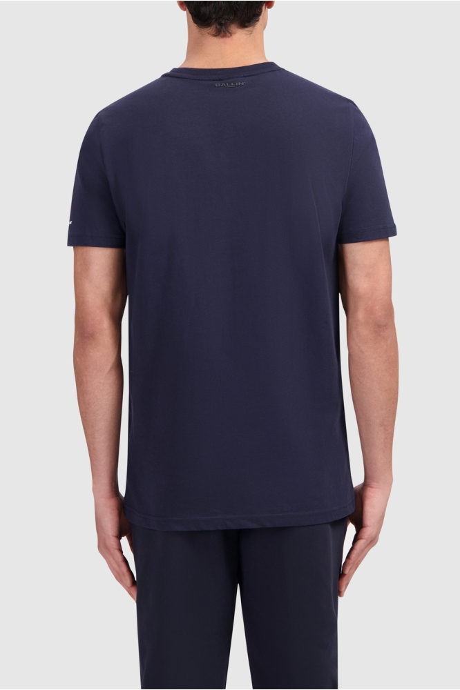 T SHIRT WITH CHEST AND SLEEVE PRINT 19102 43 DARK BLUE