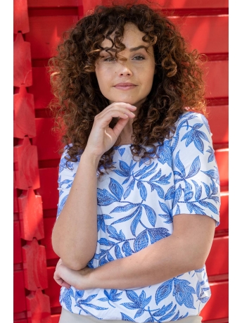 FOS Amsterdam T-shirt SISI STIPPEL BLAD 6233 400 KOBALT