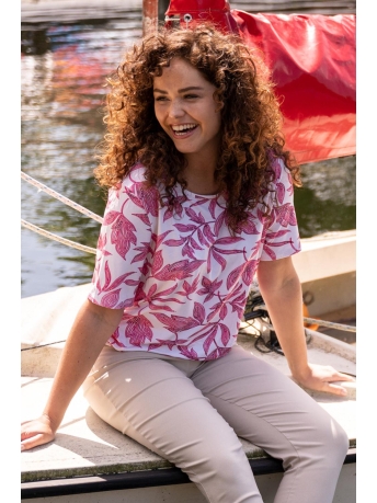 FOS Amsterdam T-shirt SISI STIPPEL BLAD 6233 640 FUCHSIA