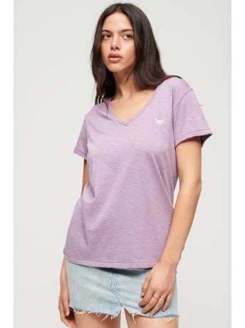 Superdry T-shirt STUDIOS SLUB EMB VEE TEE W1011181A LIGHT LAVENDER PURPLE