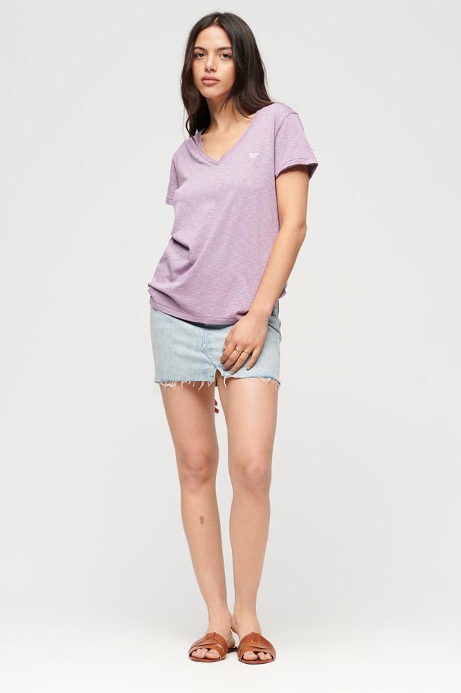 purple superdry w1011181a t-shirt vee lavender studios tee slub emb light