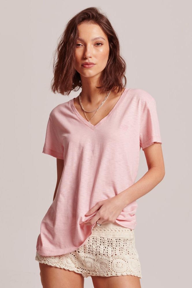 pink emb vee t-shirt studios tee w1011181a slub grey superdry