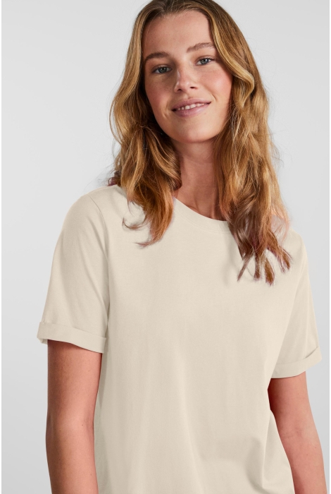 Pieces pcria ss fold up solid tee noos bc