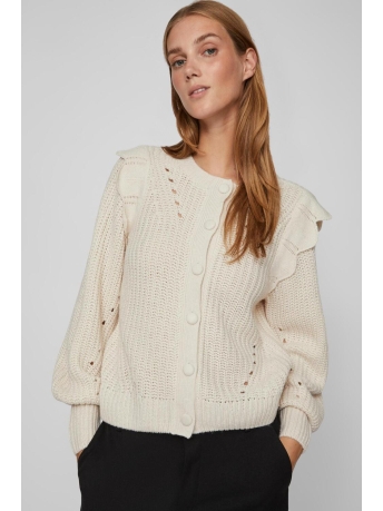 Vila Vest VINORILA NEW L/S POINTELLE KNIT CAR 14090230 WHITE SAND