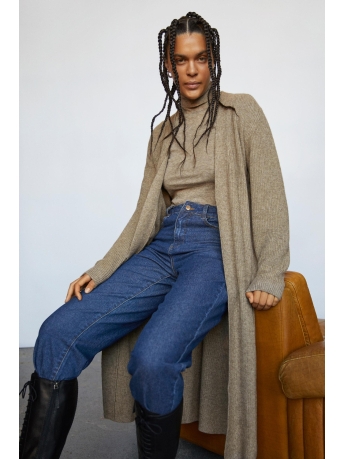 Object Vest OBJMALENA L/S KNIT LONG CARDIGAN NO 23035778 Fossil/MELANGE