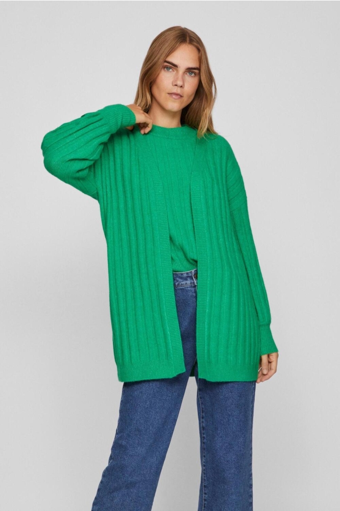 VITYCIA L/S OPEN KNIT CARDIGAN/SU 14088096 BRIGHT GREEN/MELANGE
