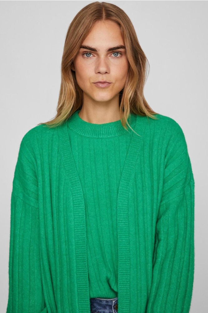 VITYCIA L/S OPEN KNIT CARDIGAN/SU 14088096 BRIGHT GREEN/MELANGE