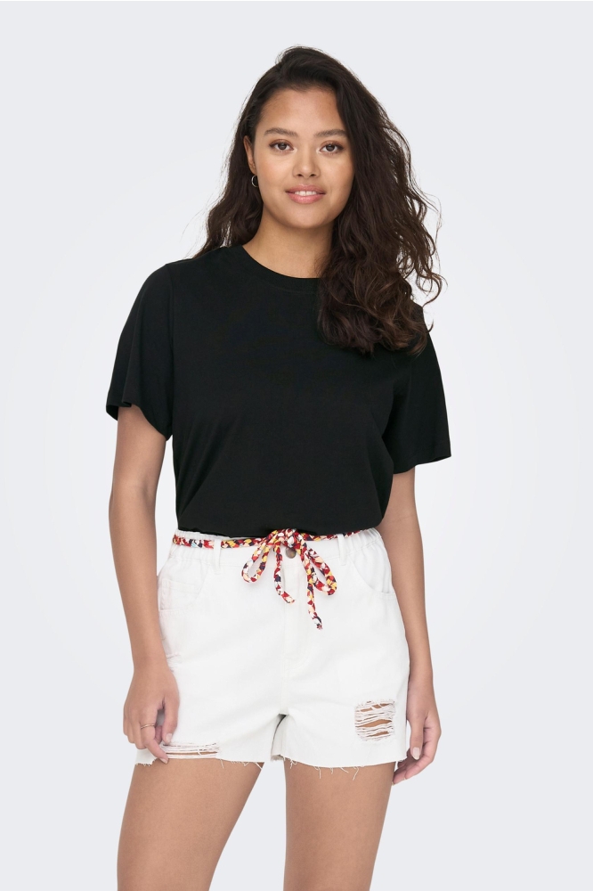 Jacqueline de Yong zwarte dames t-shirt | Model vooraanzicht