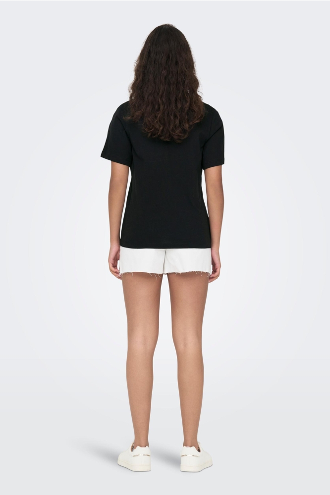 Jacqueline de Yong zwarte dames t-shirt | Model achteraanzicht