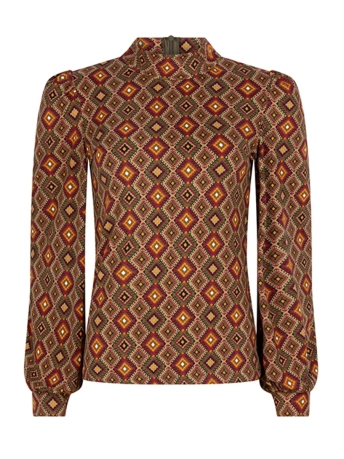 Lofty Manner T-shirt TOP GRACE OK12 470 Green Ikat Print