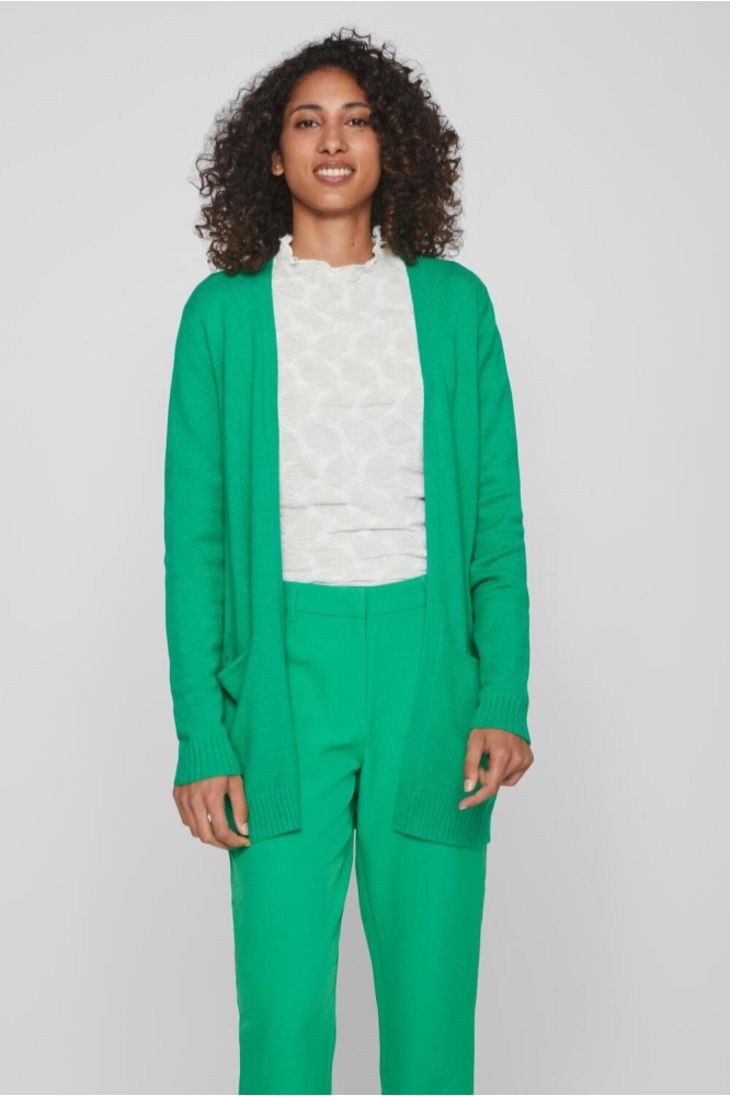 VIRIL OPEN L/S KNIT CARDIGAN - NOOS 14044041 BRIGHT GREEN/DARK