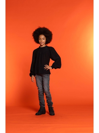 Geisha Girls Blouse BLOUSE LS RUFFLE AT NECK 33561K 26 999 Black