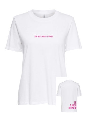 Only T-shirt ONLRILLY S/S MOOD REG TOP BOX CS JR 15325277 Bright White/Human