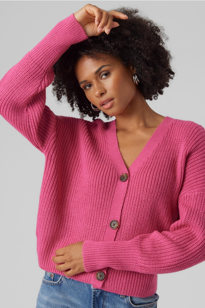 VMLEA LS V-NECK CUFF CARDIGAN NOOS 10273853 FUCHSIA PURPLE