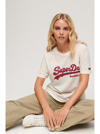 Superdry T-shirt EMBELLISHED VL T SHIRT W1011246A 8ML DESERT BONE OFF WHITE