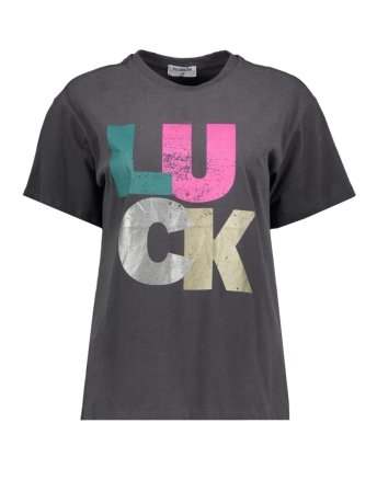 Fluresk T-shirt LUCK T SHIRT 23WFF10 DONKERGRIJS/ZEEGROEN