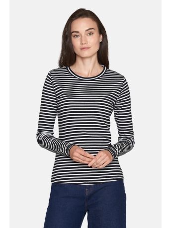 SisterS point T-shirt EIKE LS STR 16453 BLACK/CREAM