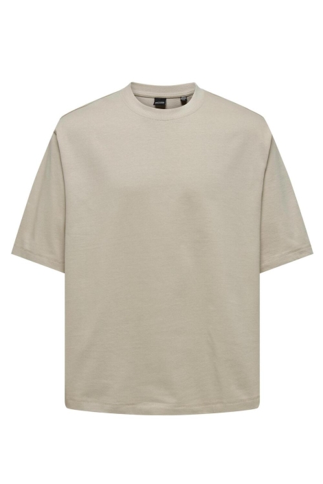 Only & Sons beige heren t-shirt | Vooraanzicht