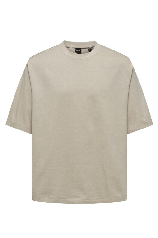 Only & Sons beige heren t-shirt | Vooraanzicht