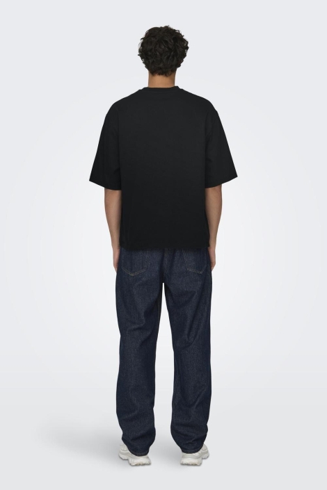 Only & Sons zwarte heren t-shirt | Model achteraanzicht