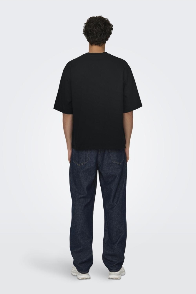 Only & Sons zwarte heren t-shirt | Model achteraanzicht