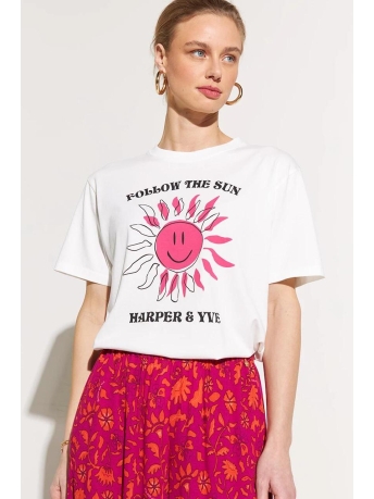 Harper & Yve T-shirt SMILEY SS SS24D302 CREAM WHITE
