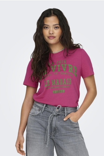Only T-shirt ONLREGINA SS REG TEE CS JRS 15319748 Fuchsia Purple/De vivre