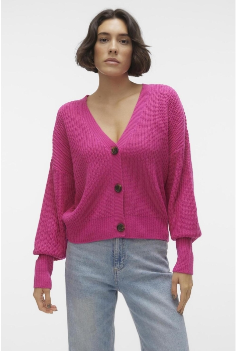 vmlea ls v-neck cuff cardigan noos 10249632 vero moda vest pink yarrow | 