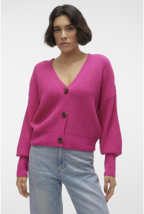 vmlea ls v-neck cuff cardigan noos 10249632 vero moda vest pink yarrow