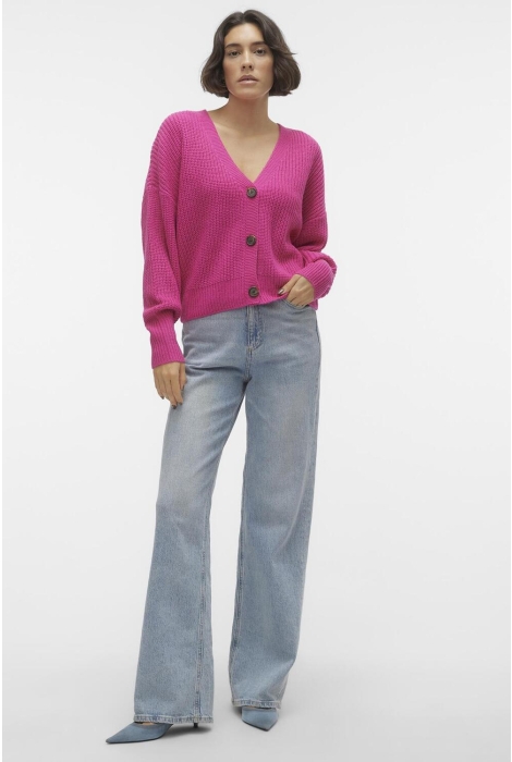 vmlea ls v-neck cuff moda vero yarrow cardigan pink 10249632 noos vest