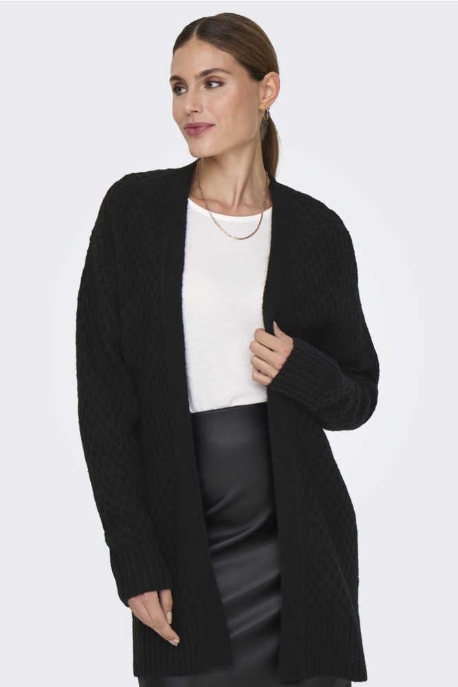Jacqueline de Yong zwarte dames vest | Model vooraanzicht