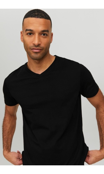 JJEORGANIC BASIC TEE SS V-NECK NOOS 12156102 BLACK