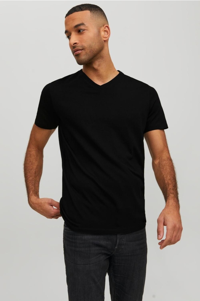 JJEORGANIC BASIC TEE SS V-NECK NOOS 12156102 BLACK