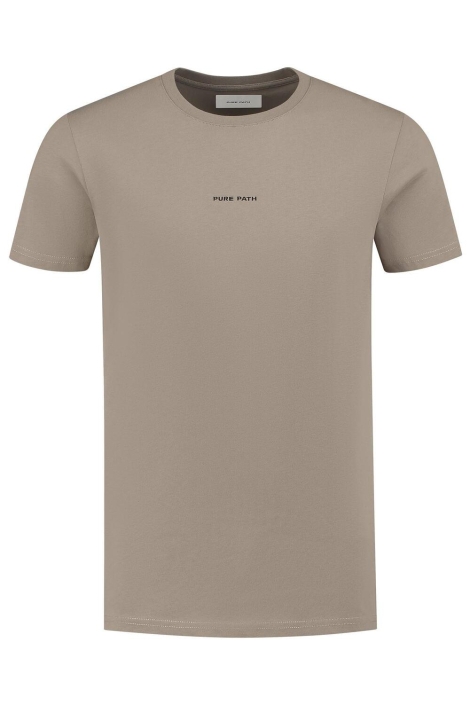 Pure Path taupe heren t-shirt | Vooraanzicht