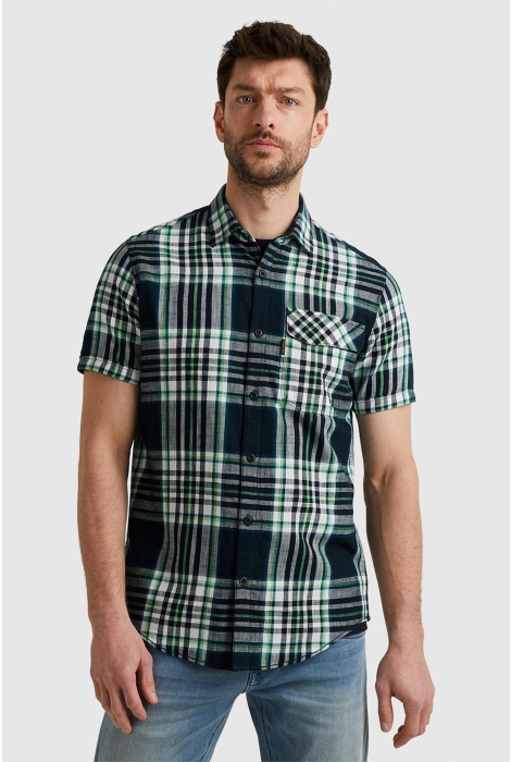 PME legend short sleeve shirt slub check ruby