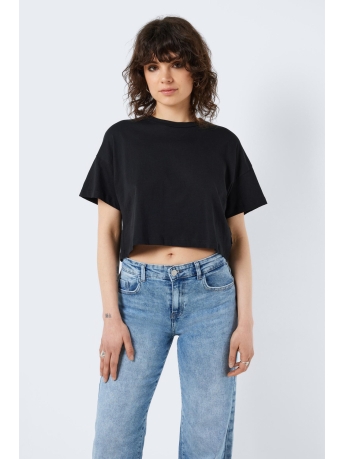 Noisy may T-shirt NMALENA S/S O-NECK SEMICROP TOP FWD 27023863 Black