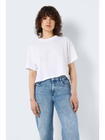Noisy may T-shirt NMALENA S/S O-NECK SEMICROP TOP FWD 27023863 Bright White