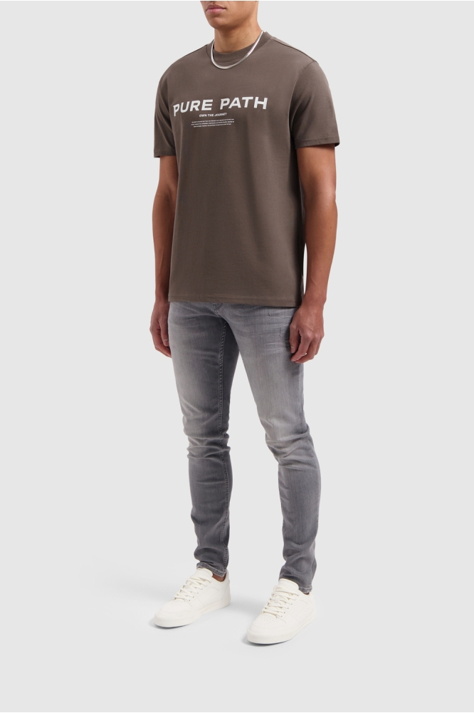 TSHIRT WITH FRONTPRINT 24010112 49 BROWN