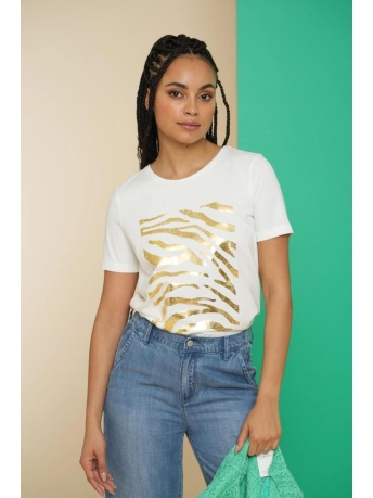 Geisha T-shirt T SHIRT MET PRINT 42117 24 Off-white/Gold