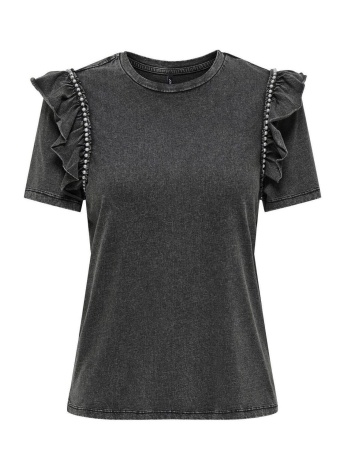 Only T-shirt ONLLUCY S/S PEARL TOP CS JRS 15337704 BLACK/PEARL