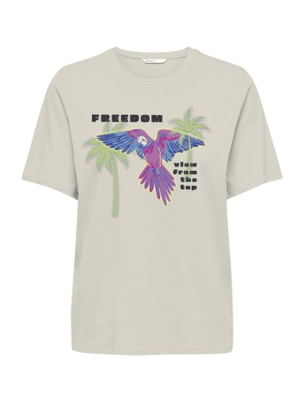 Only T-shirt ONLKAYA LIFE S/S BIRDS TOP BOX CS J 15339073 Birch/Freedom