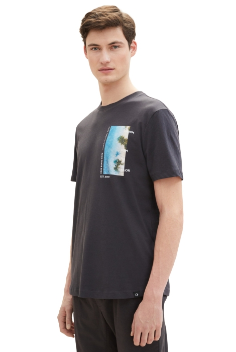 Tom Tailor printed rounded hem t-shirt