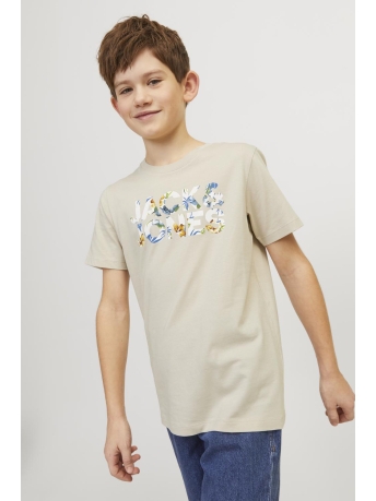 Jack & Jones Junior T-shirt JJEJEFF CORP LOGO TEE SS O-NECK SN 12250800 Moonbeam Detail/Flower